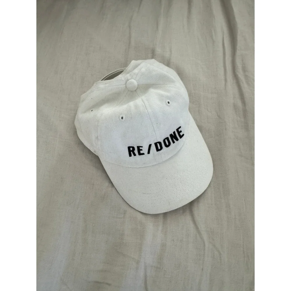 RE/DONE White Baseball Cap Embroidered Logo Adjustable Hat *Flaw*